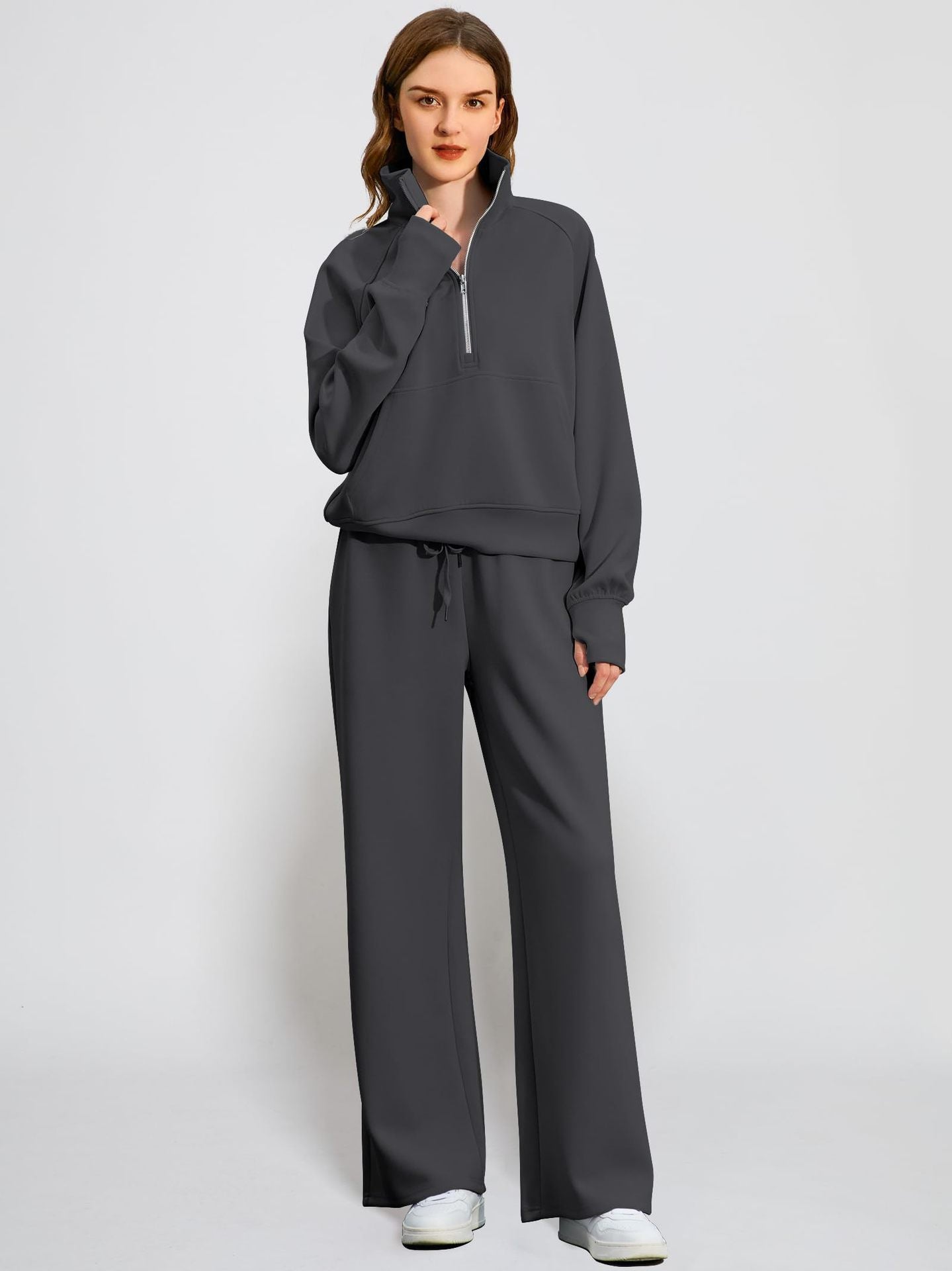Women's Solid Color Long-sleeved Trousers Casual Sweatshirt Suits