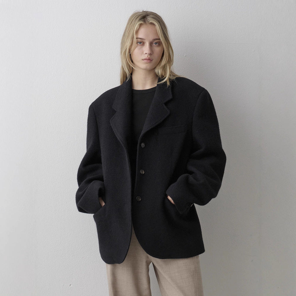 Women's Solid Color Wool Korean Commuter Advanced Blazers