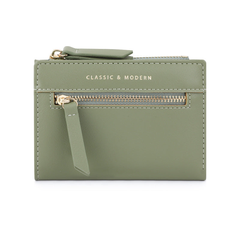Women's Zipper Folding Short High Sense Design Ladies Wallets