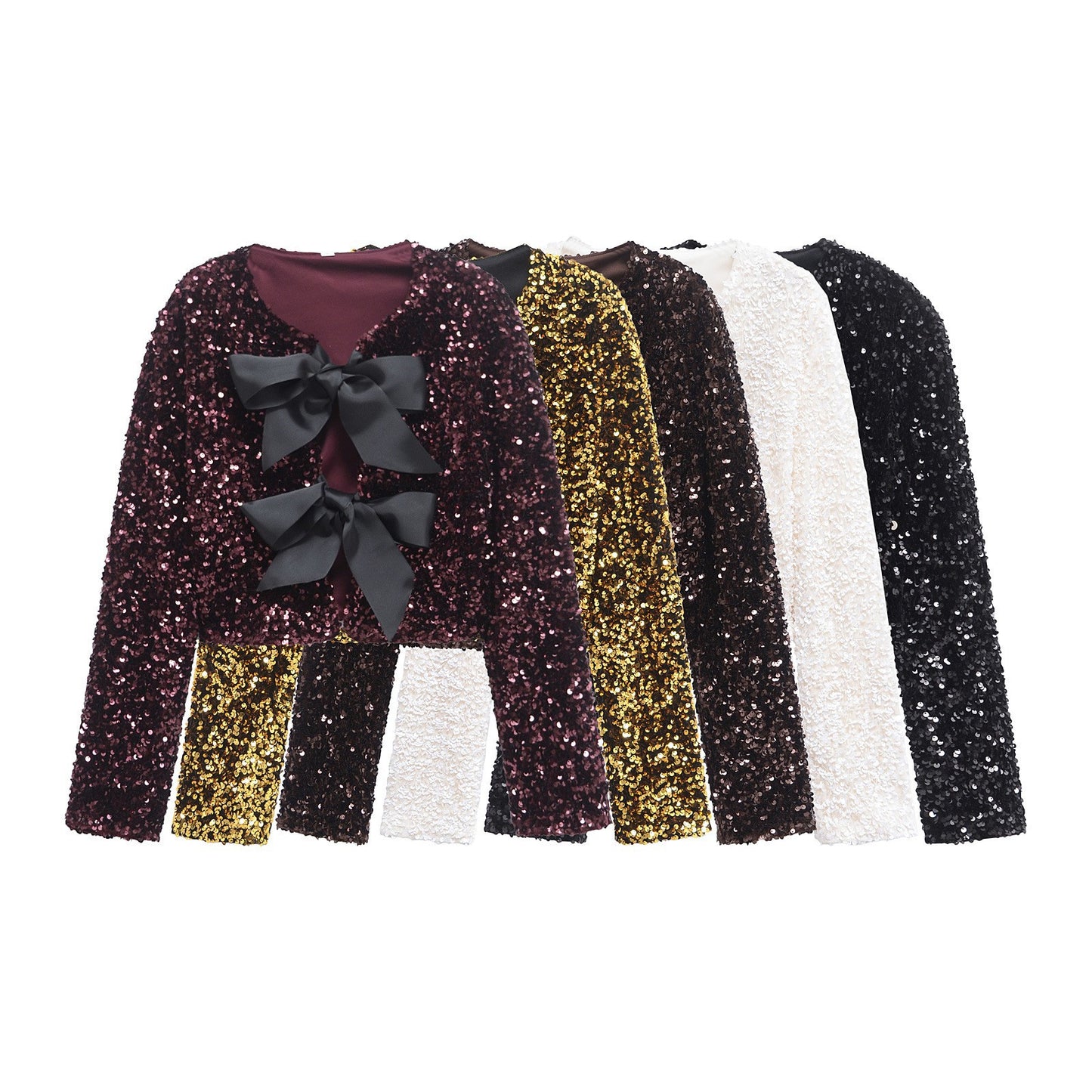 Women's Graceful Stylish Winter Bow Sequined Blouses