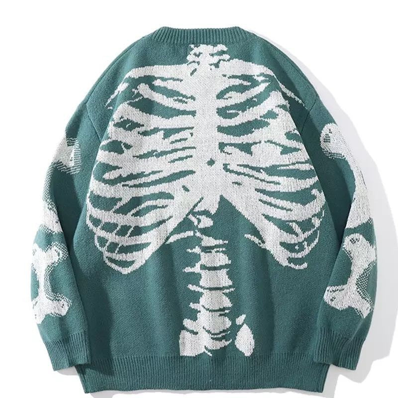 Style Skeleton Street Loose Round Neck Knitwear