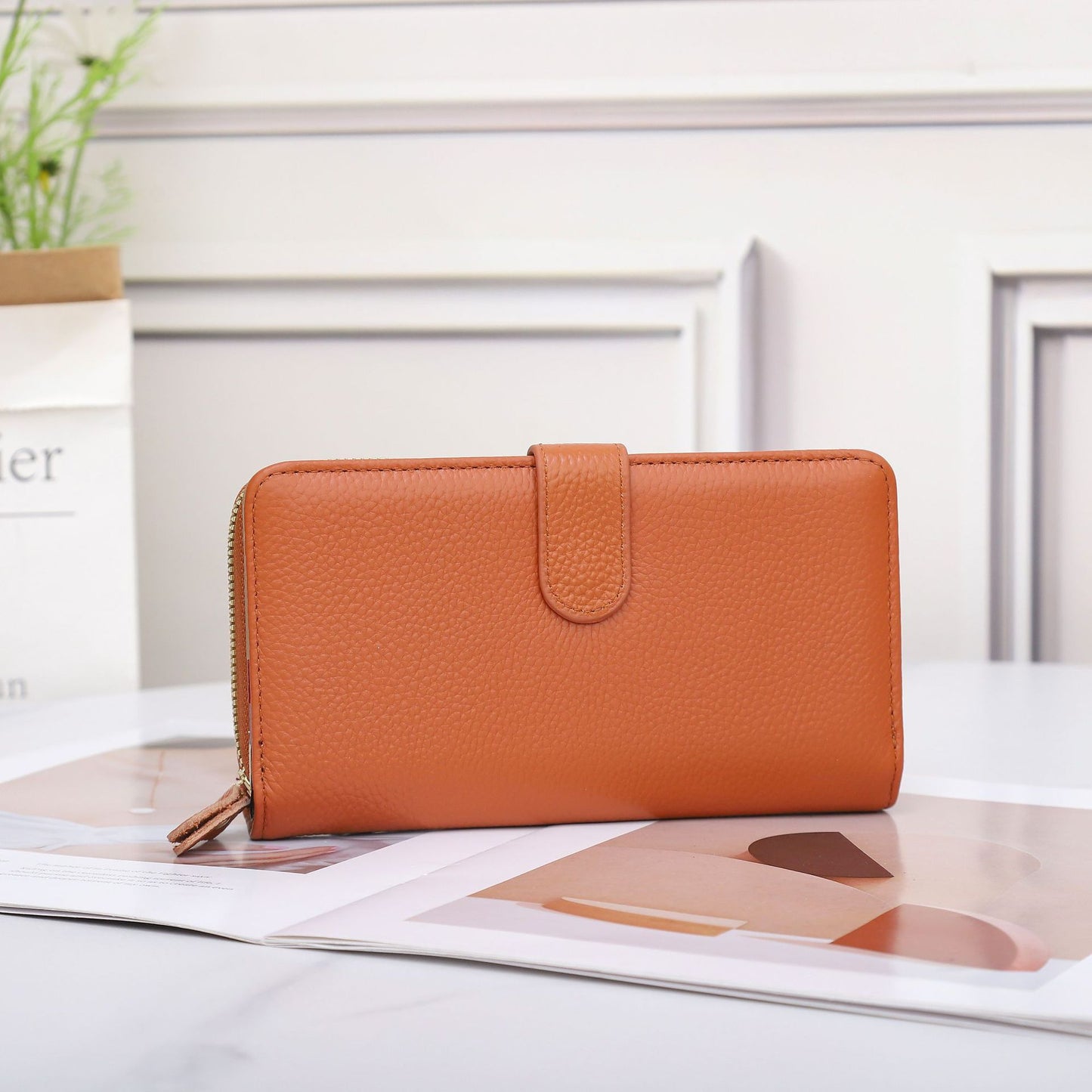 Women's Long Leather First Layer Cowhide Large Ladies Wallets