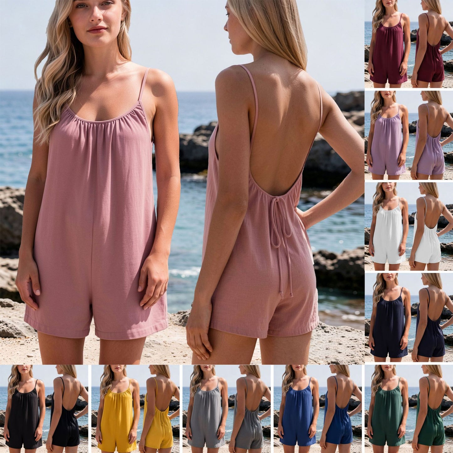 Creative Women's Color Linen One-piece Tights Women's Jumpsuit/clothing