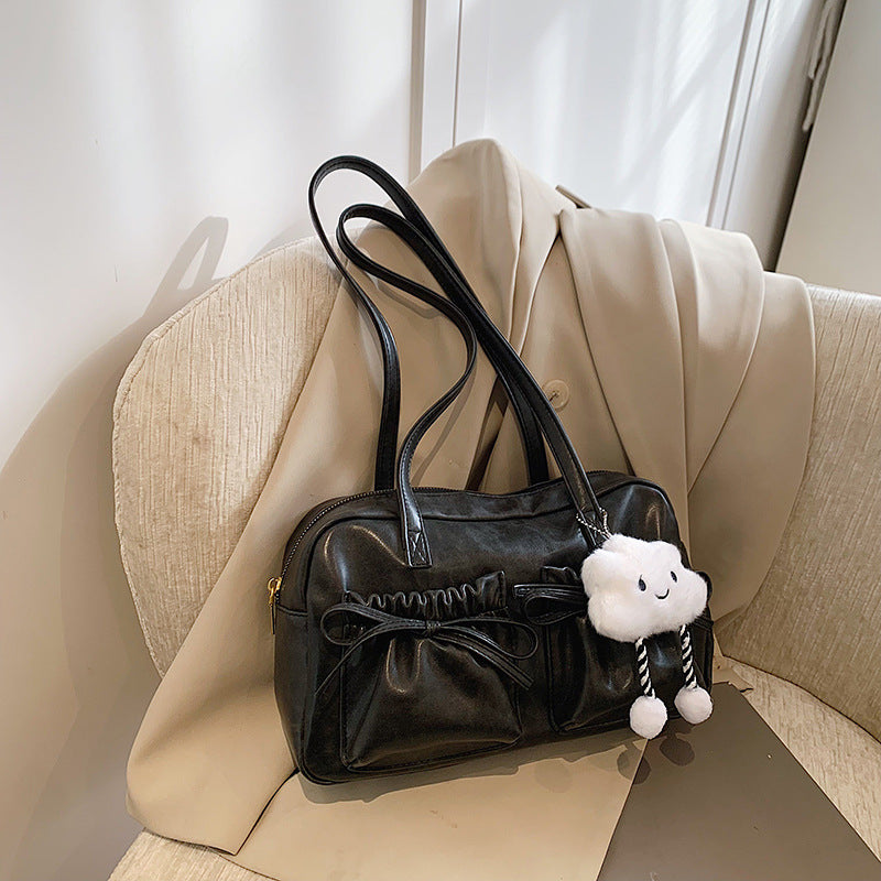 Women's Style Fashion Bow Pleated Glossy Underarm Bags