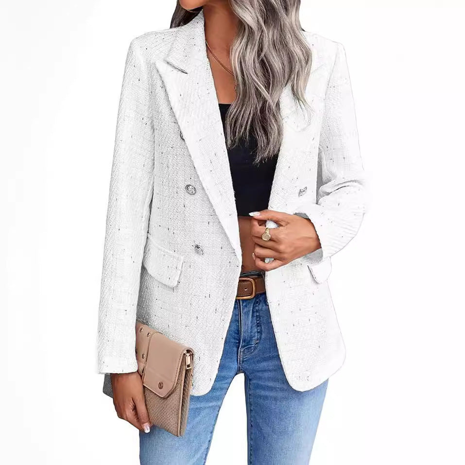 Women's Autumn Tweed Pocket Slim Mid-length Coats