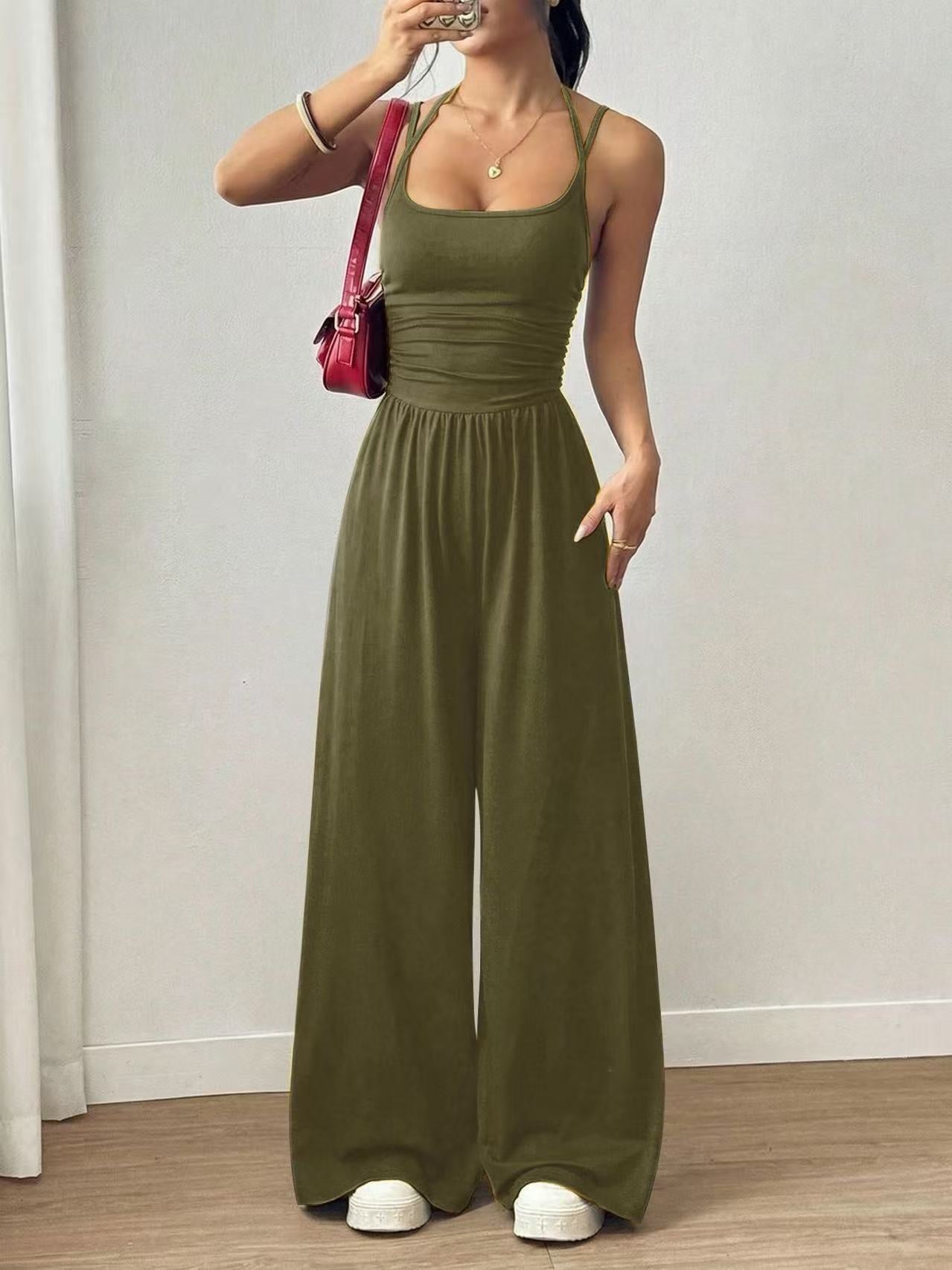 Women's Summer Sling Casual Wide Leg Loose Women's Jumpsuit/clothing