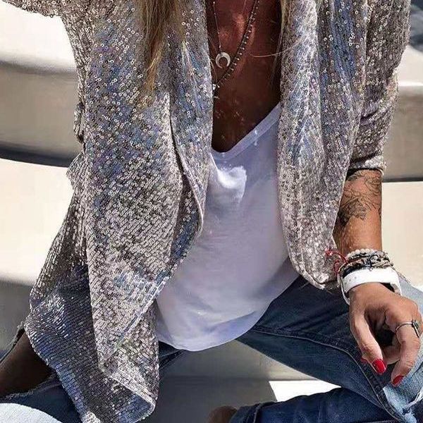 Women's Beautiful Sequined Long-sleeved Elegant Small Suits