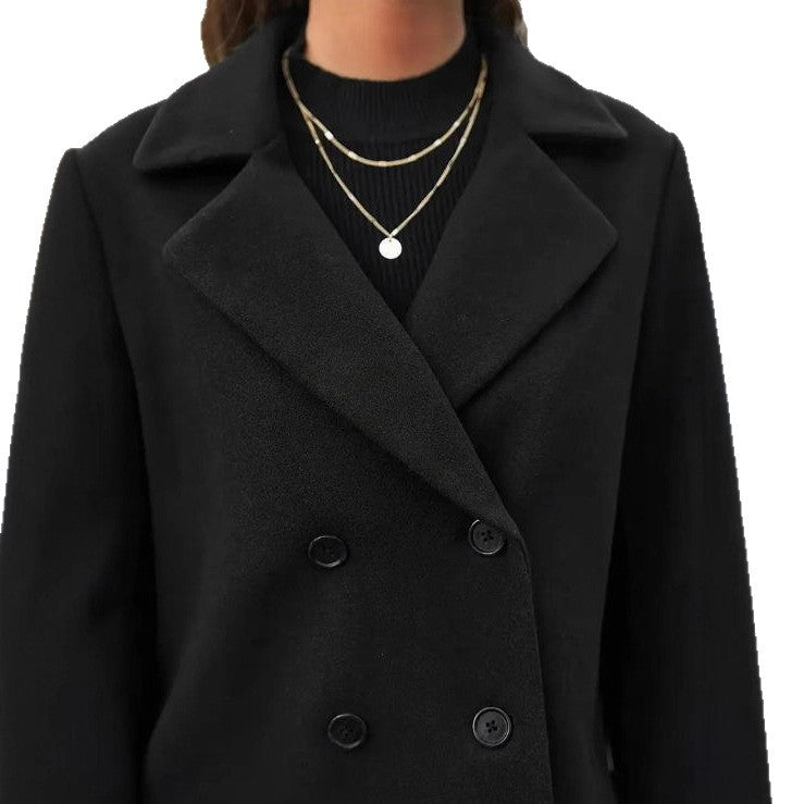 Women's Elegant Simple Solid Color Woolen Lapel Shorts