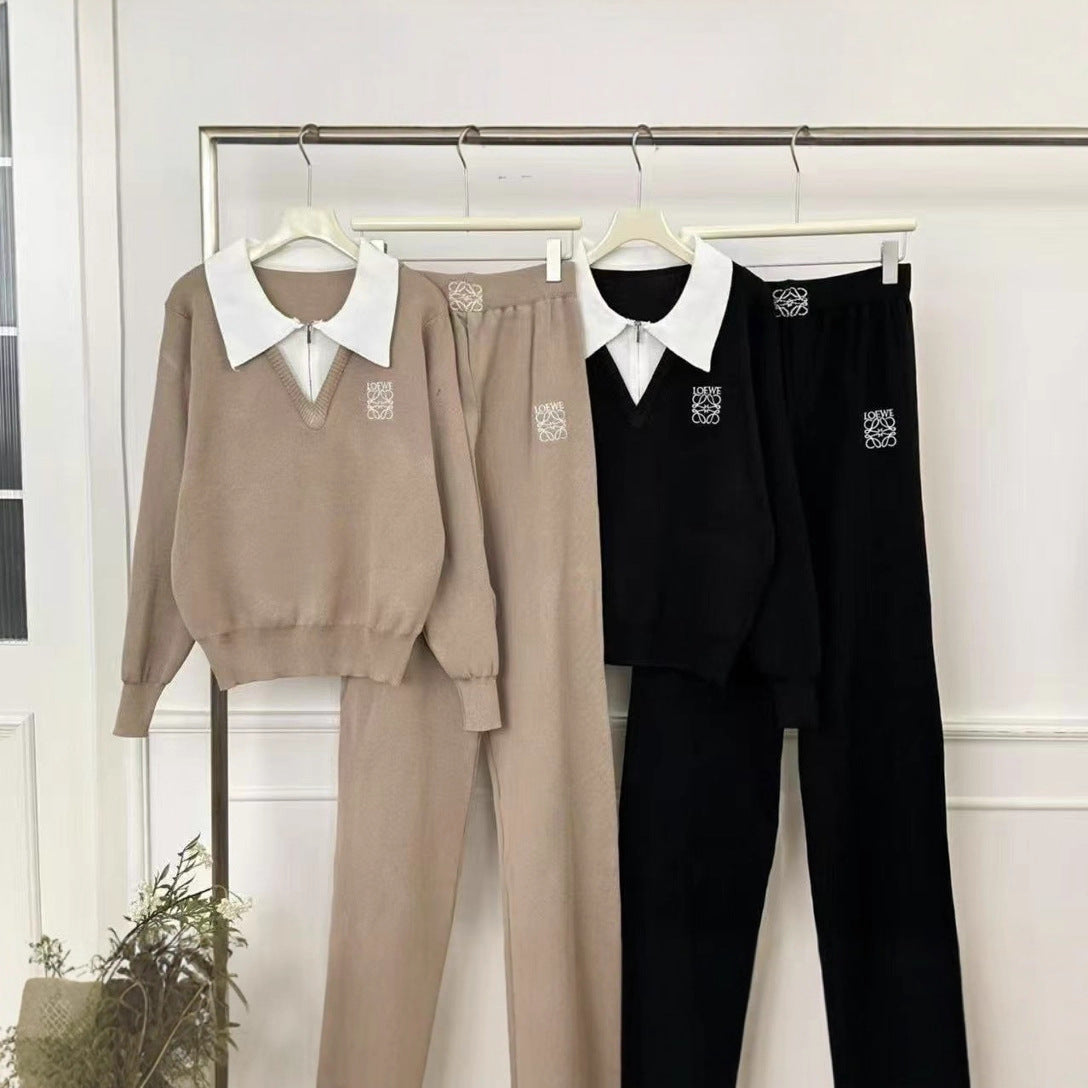Women's Fake Two-piece Color Matching Contrast Lapel Suits