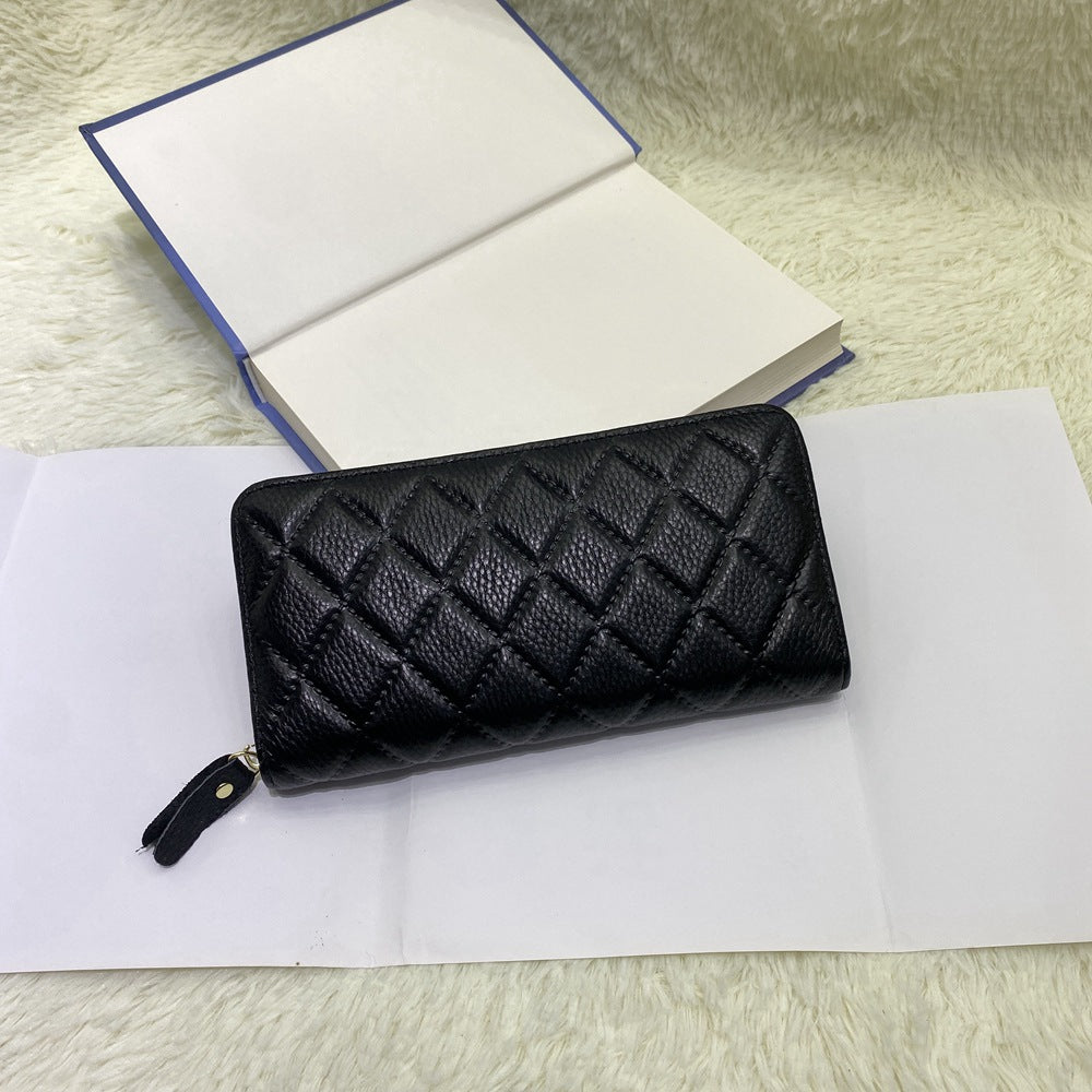 Women's Long Classic Embossed Top Layer Cattlehide Leather Ladies Wallets