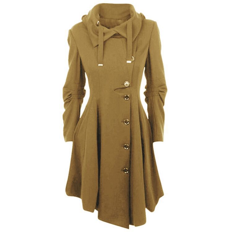 Women's Irregular Hem Reversible Woolen Trench For Blazers