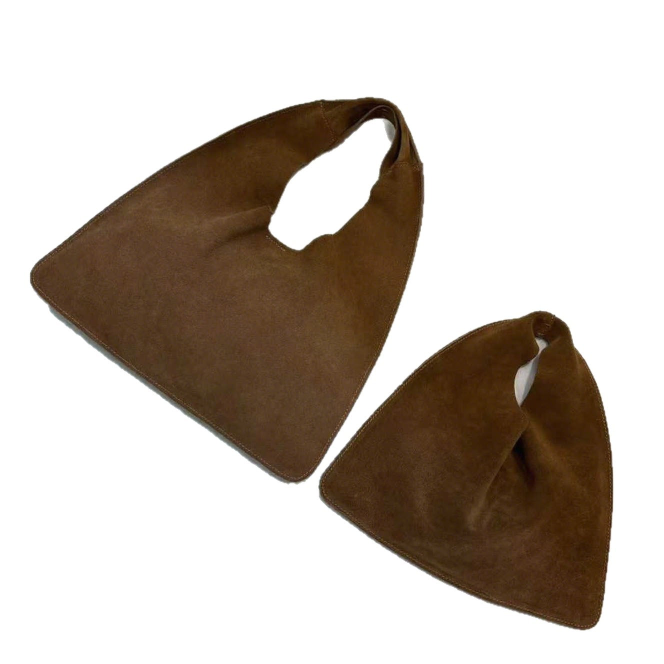 Women's Cowhide Triangle Suede Leather Cloud Underarm Handbags