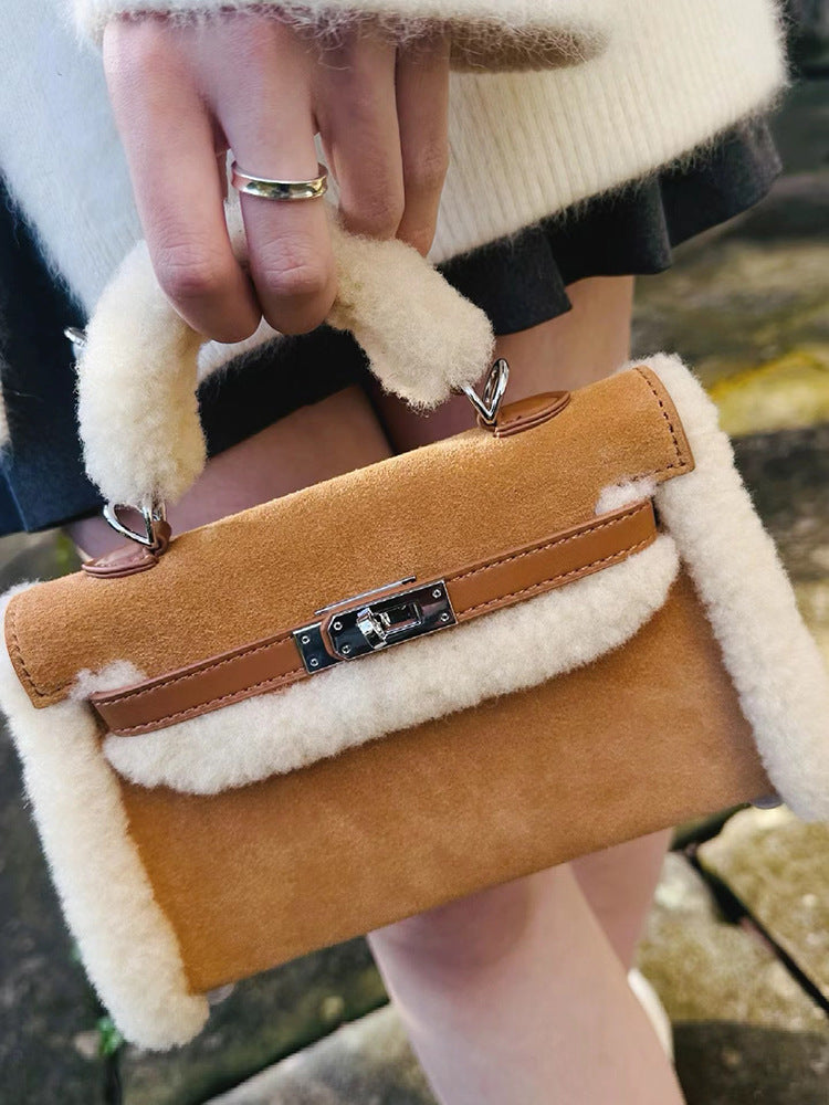 Attractive Women's Frosted Suede Plush Kelly Shoulder Bags
