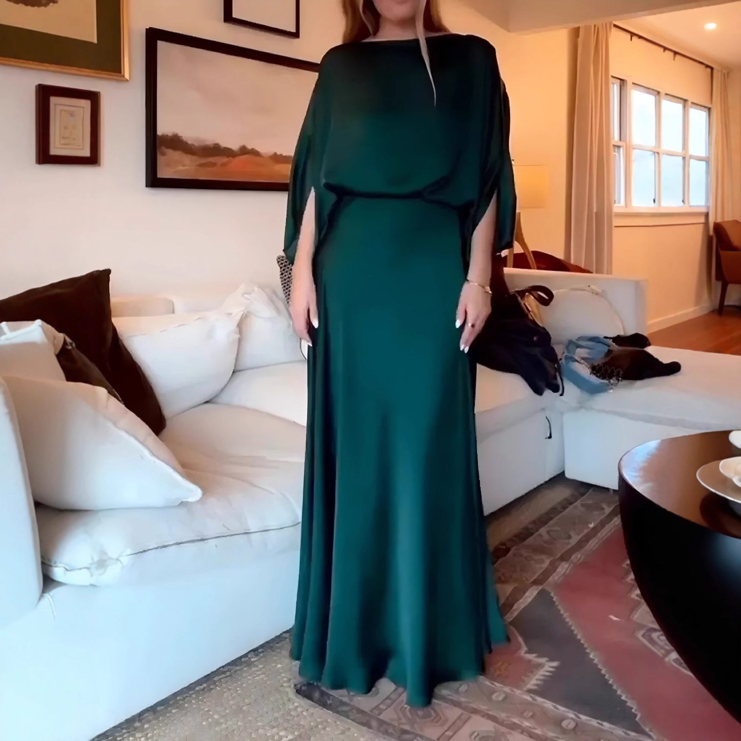 Women's Sexy Solid Color Satin Dress Temperament Fashion Casual Suit