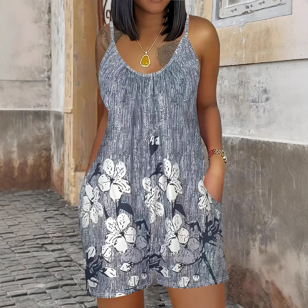 Charming Summer National Fashion Printed One-piece Women's Jumpsuit/clothing