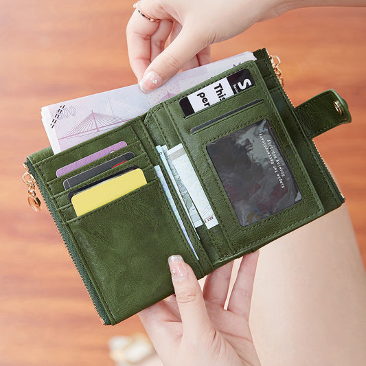 Women's Double Zipper Off Short Style Vintage Ladies Wallets