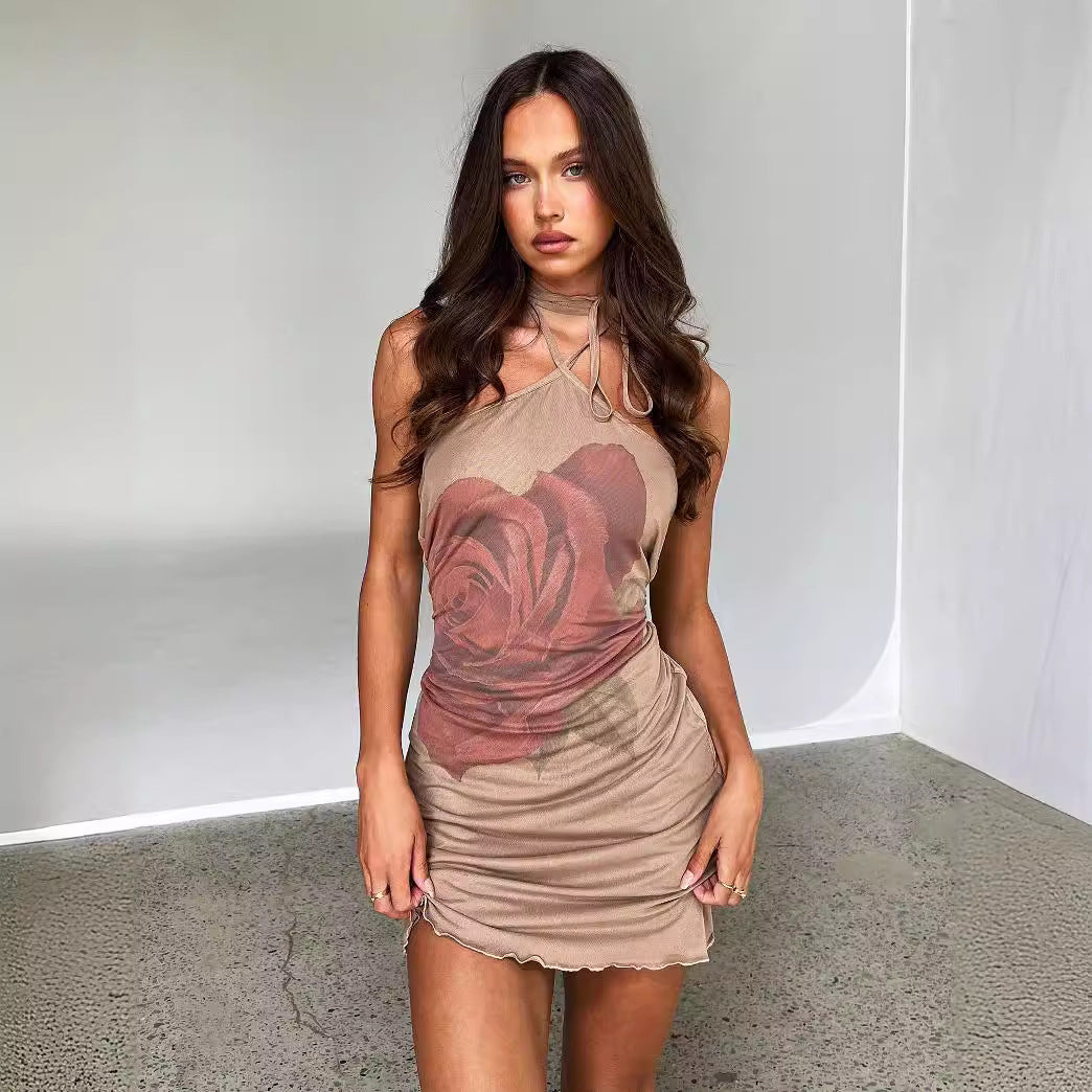 Classic Women's Sexy Hot Flower Halter Dress