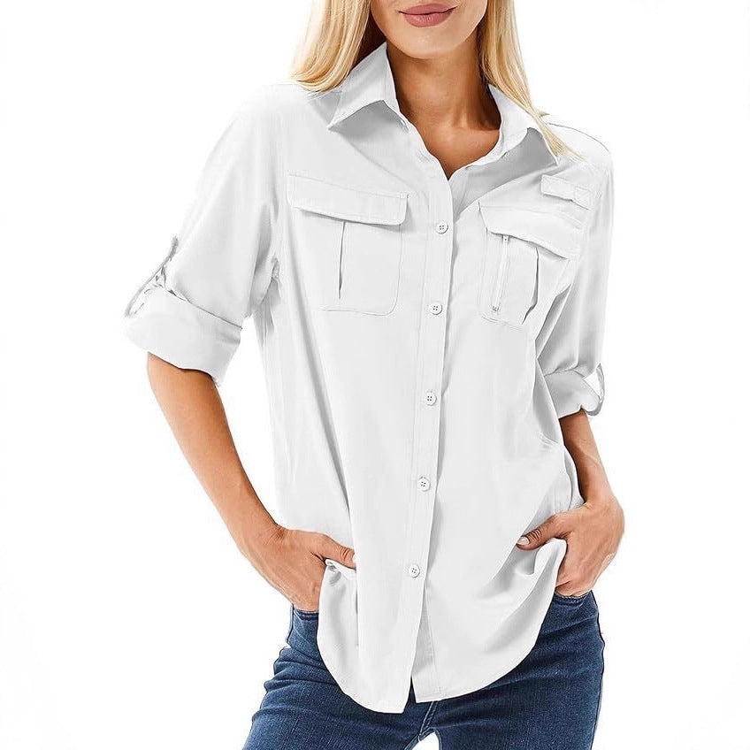 Women's Loose Button Lapel Long-sleeved Shirt Blouses