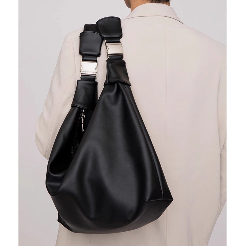 Men's Leather Dumpling Versatile Solid Color Commute Men's Messenger Bags