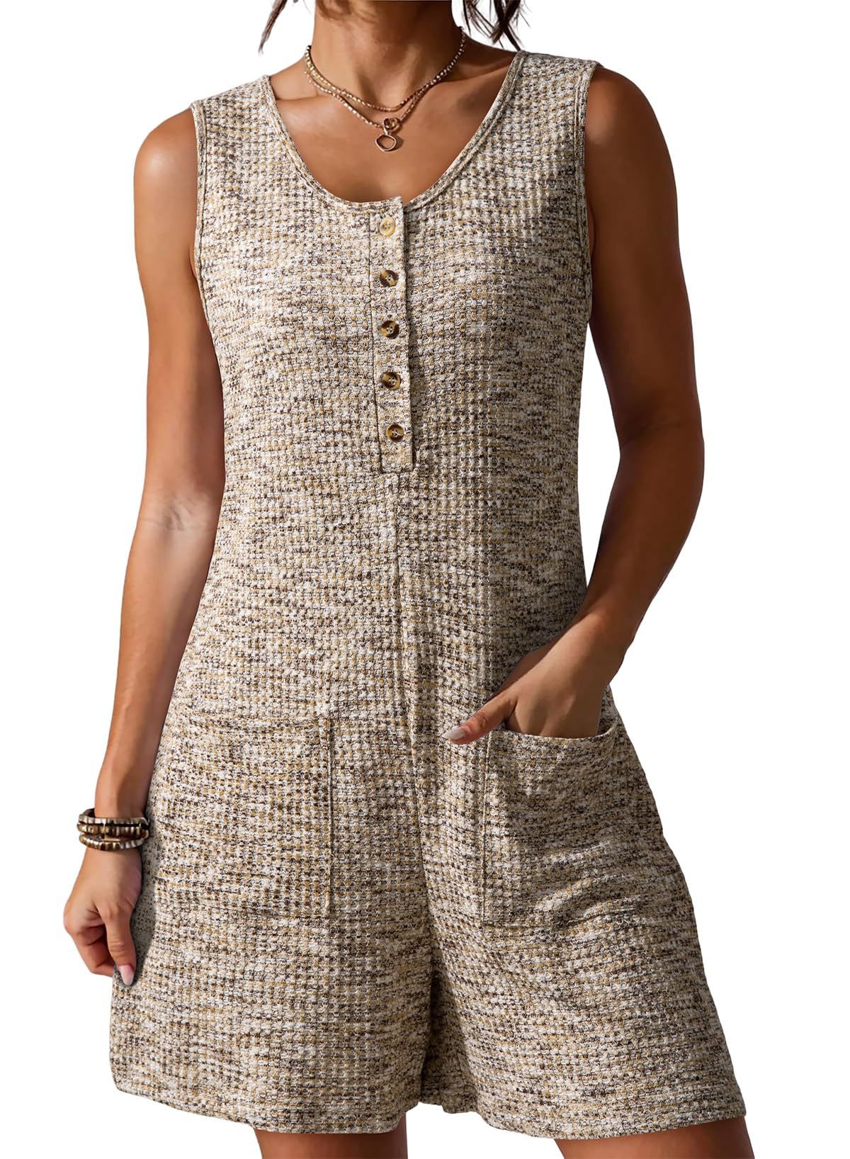 Women's Summer Loose Waffle Wide Leg Jumpsuits