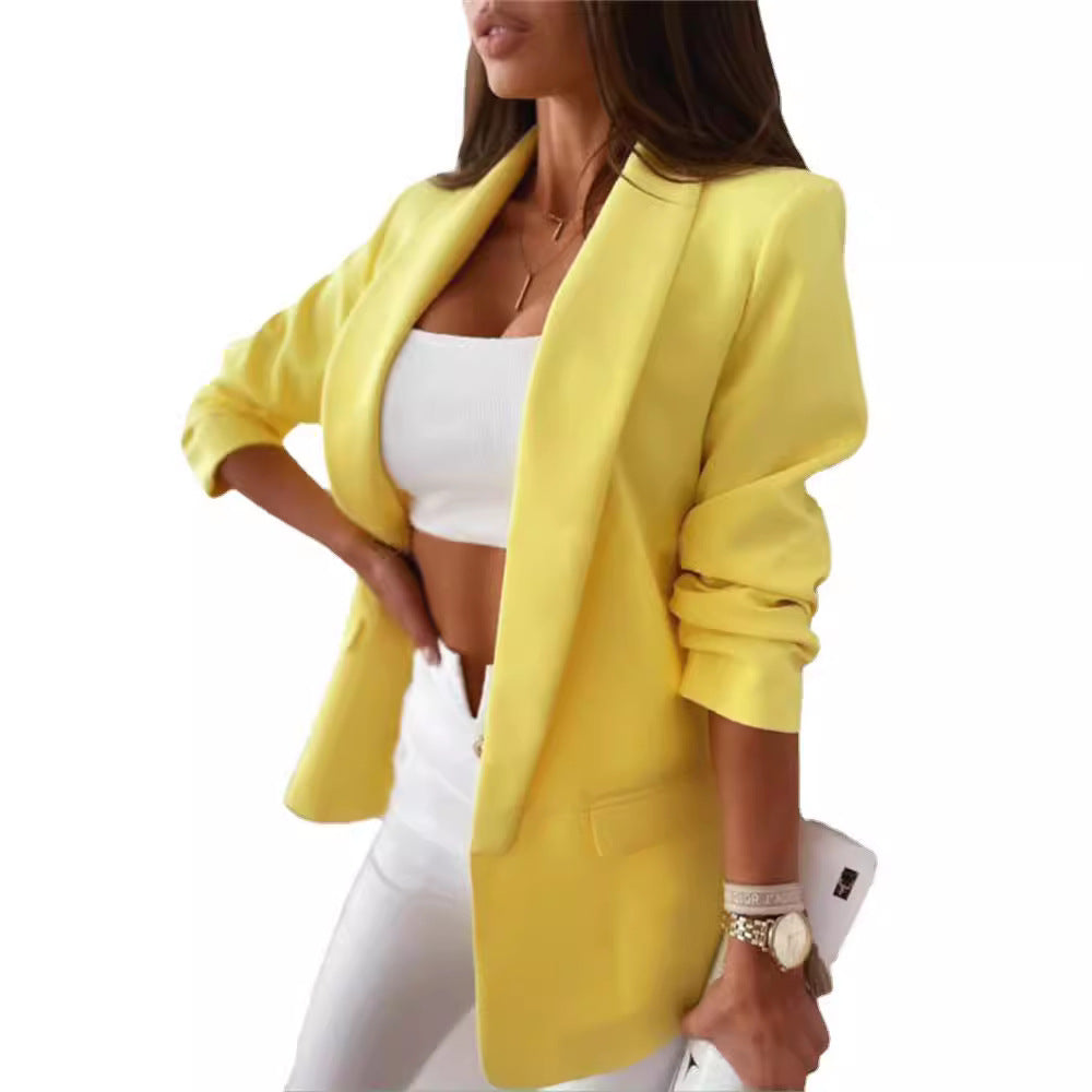 Autumn Solid Color Long Sleeve Ladies Small Suit