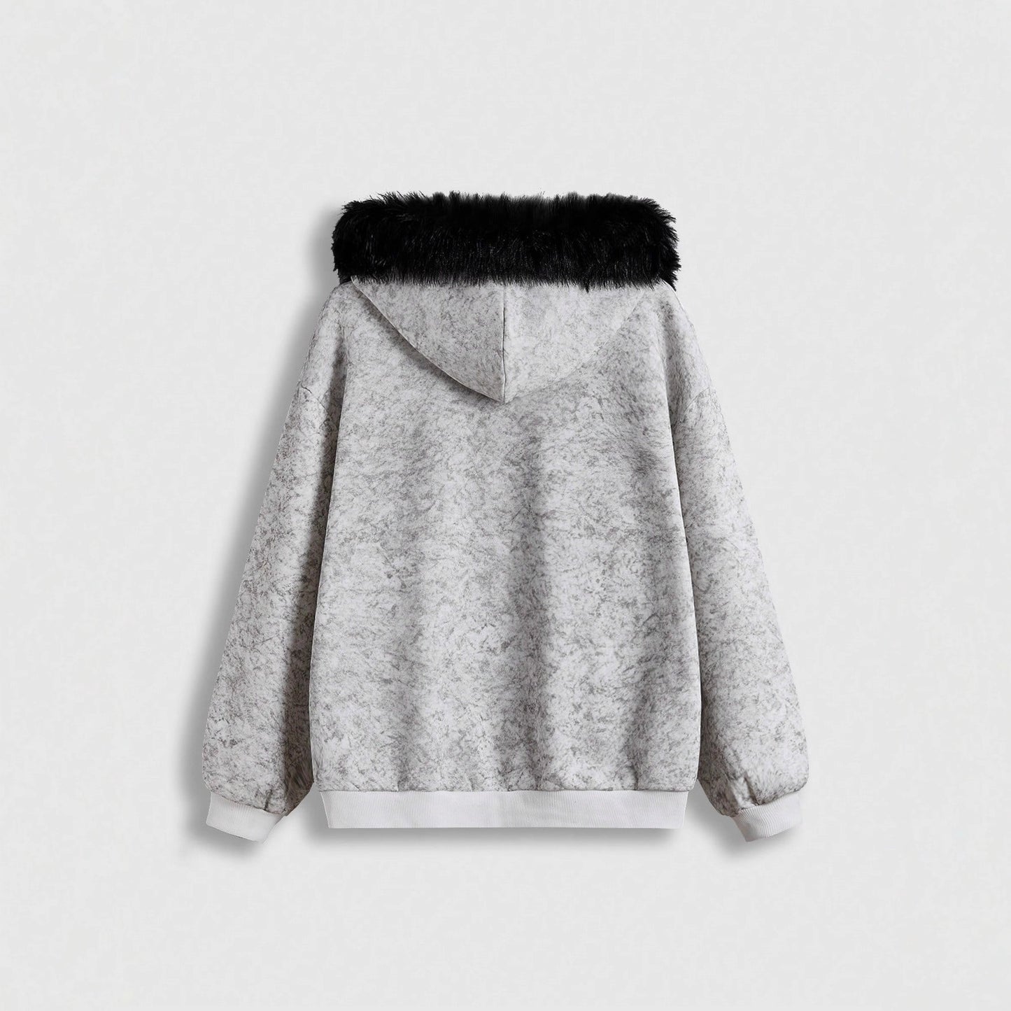 Gothic Cross Wings Printing Fur Collar Sweaters