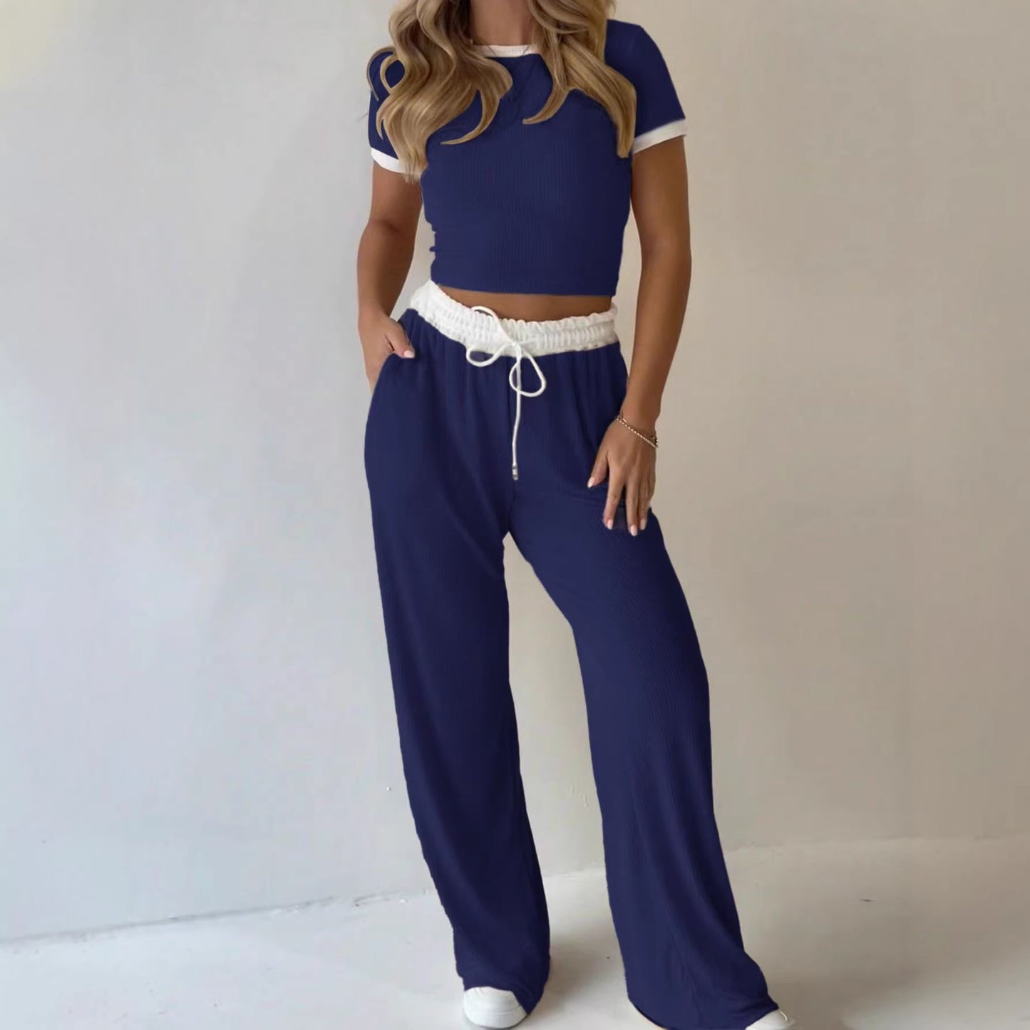 Women's Short-sleeved Commuter Sportswear Two-piece Home Wear Pants