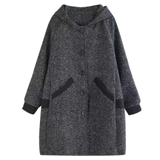 Women's Sister Winter Korean Style Loose Cocoon Hooded Mid-length Veet Padded Clothing