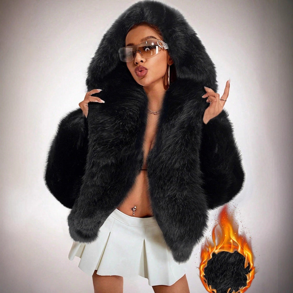 Women's Winter Fake Fur Mid-length Thick Warm Coats