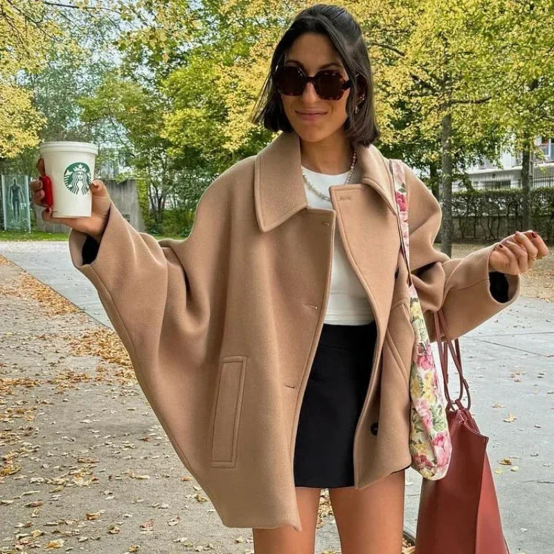 Women's Creative Single-breasted Lapel Loose Wool Jackets