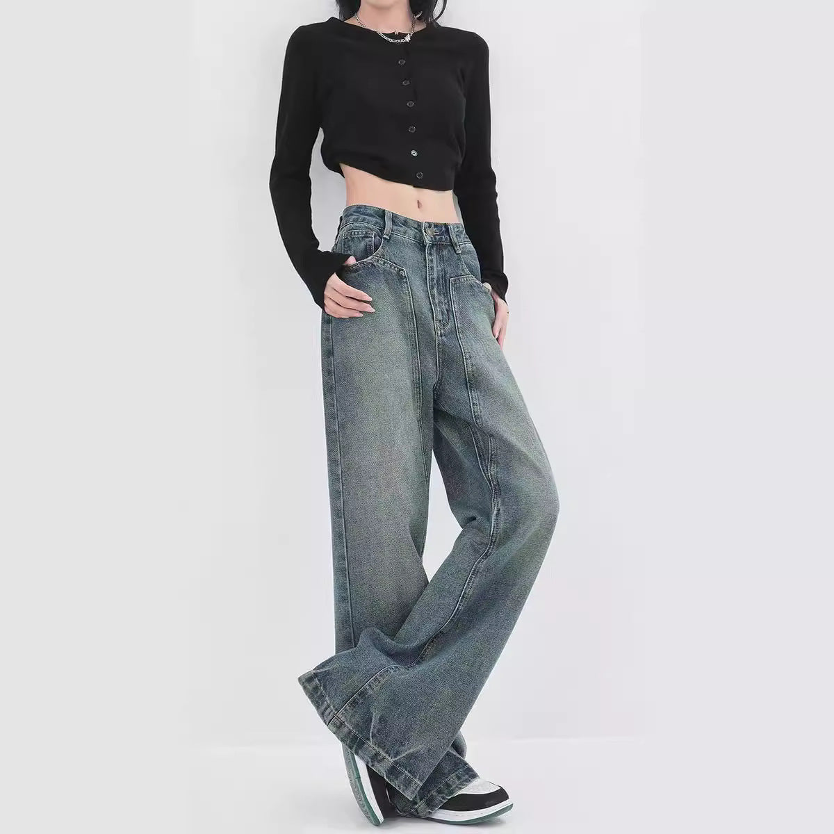 Gradient Slightly Spicy American Retro Design Jeans