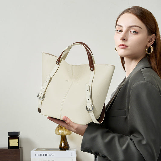 Women's Large Capacity First Layer Cowhide Commuter Handbags