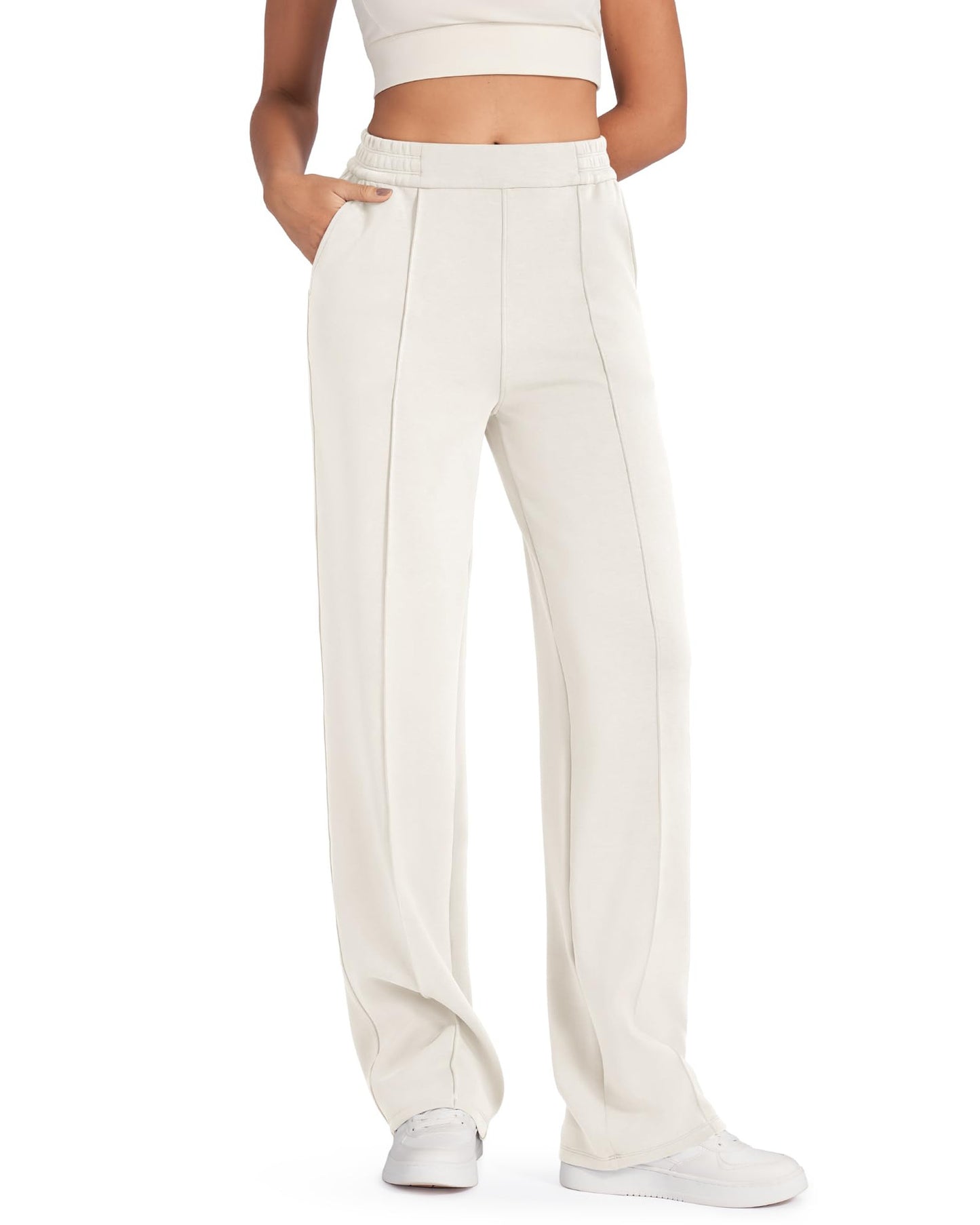 Women's Elastic High Waist Black Straight With Pants