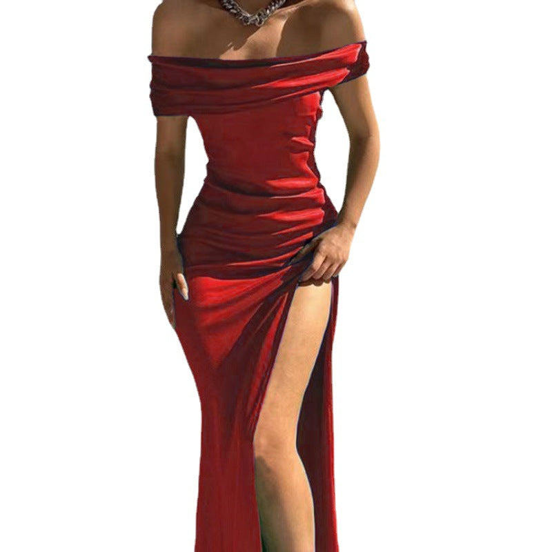 Women's Tight Solid Color Sleeveless Mid-length Sexy Dress