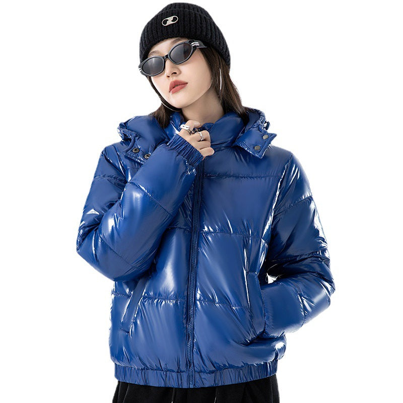 Women's Glossy Hooded Fashion Winter Korean Style Coats