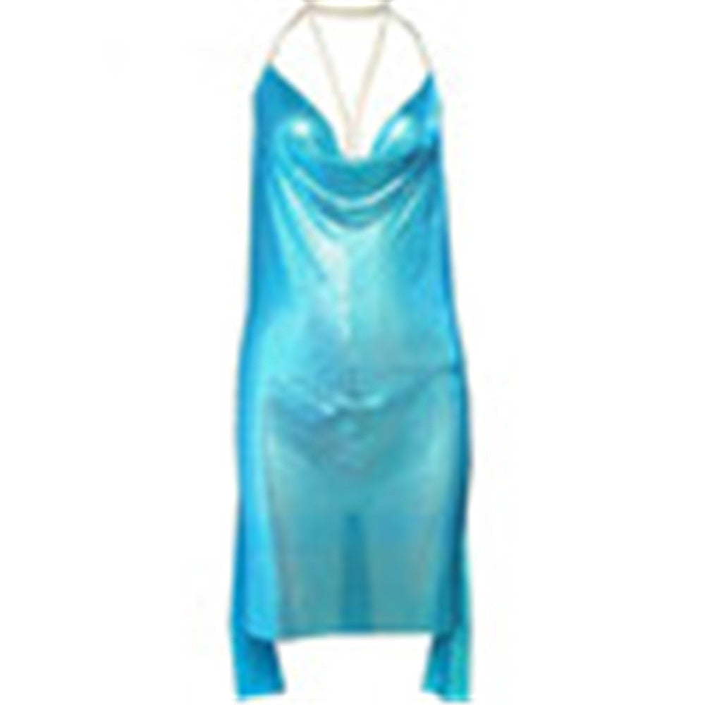 Low-cut Backless Chain Strap Deep V Dresses