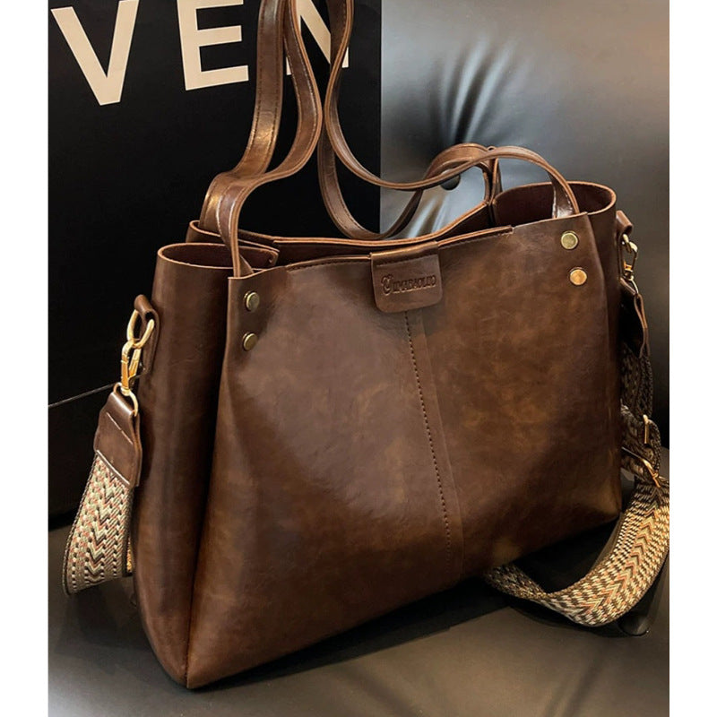 Women's High-grade Genuine Leather Commuter Large Capacity Crossbody Bags