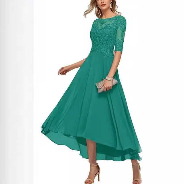 Elegant Graceful Lace Applique Half Sleeve Formal Wedding Dresses