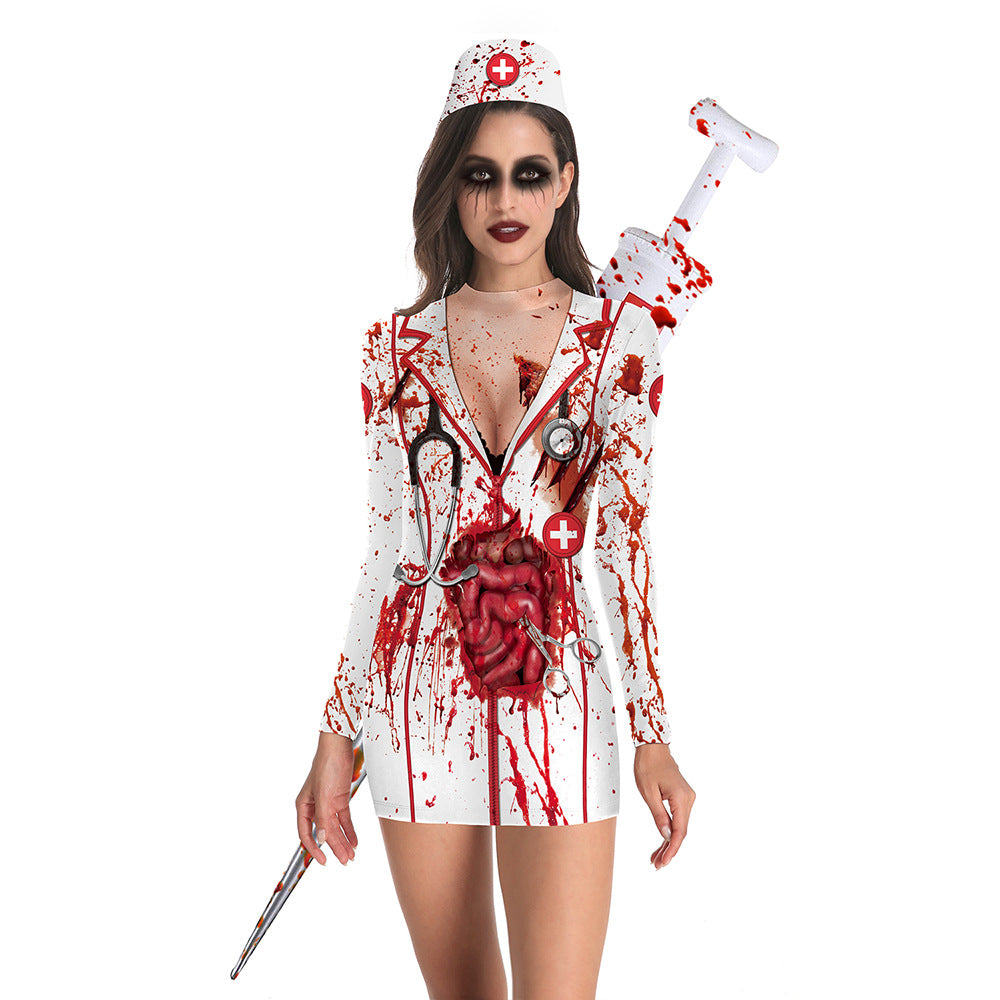 Women's Halloween Nurse Clothes Party Sexy Tight Uniform