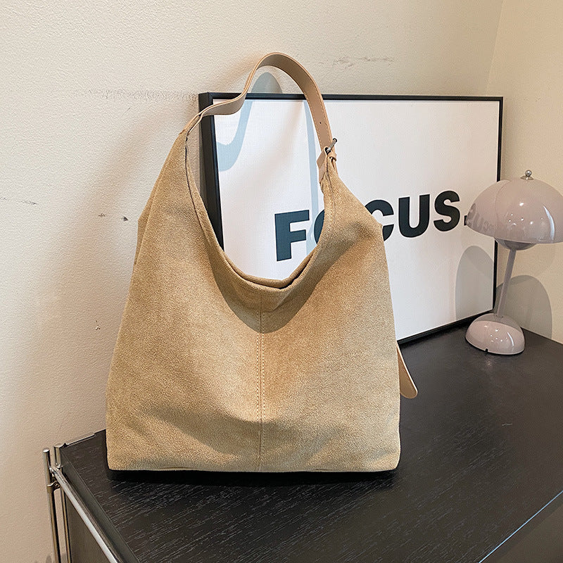 Women's Leisure Commute Large Capacity Suede Tote Bags
