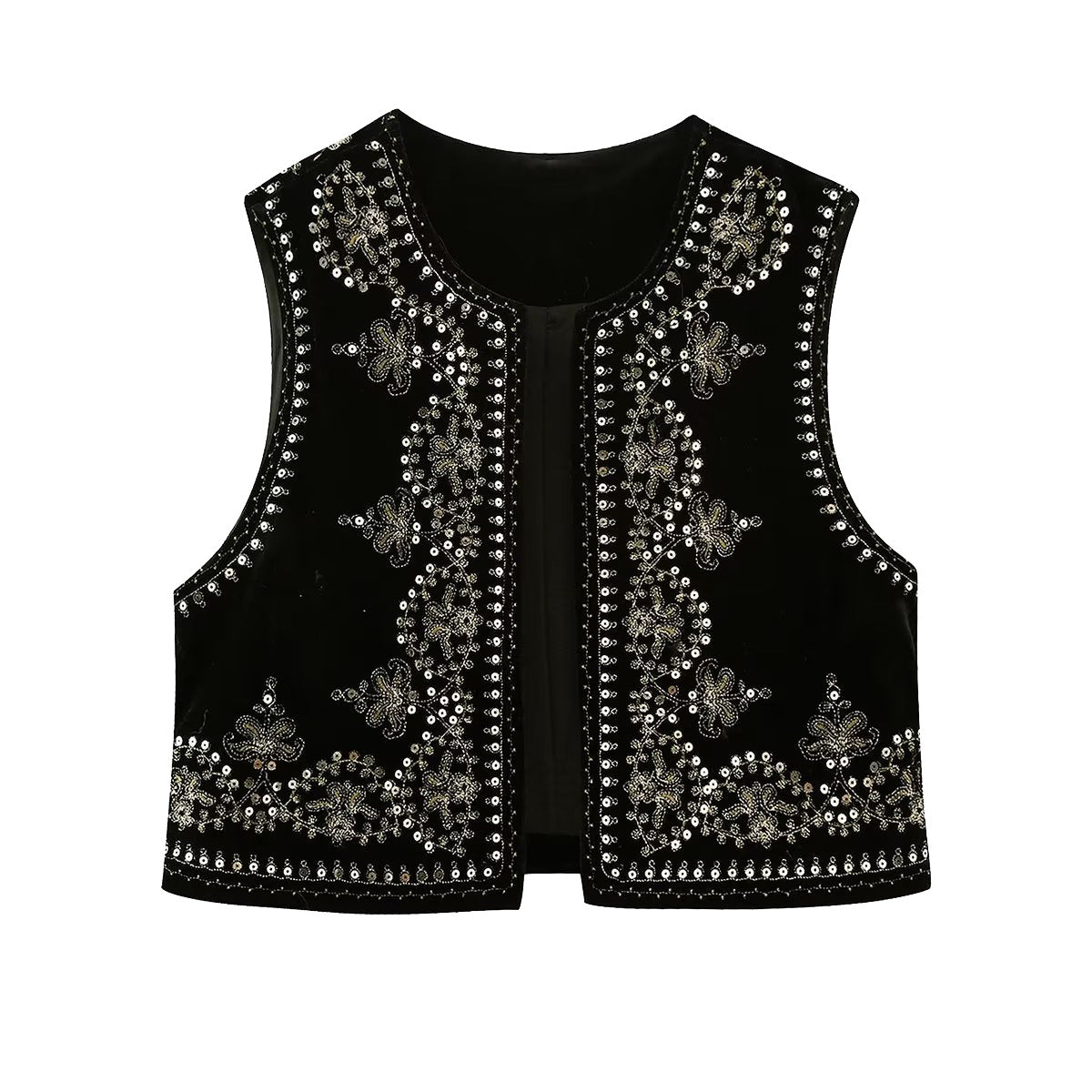 Women's Retro Fashion Casual Embroidered Veet Tops