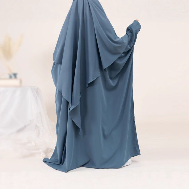 Swing Solid Color Batwing Sleeve Robe Dresses