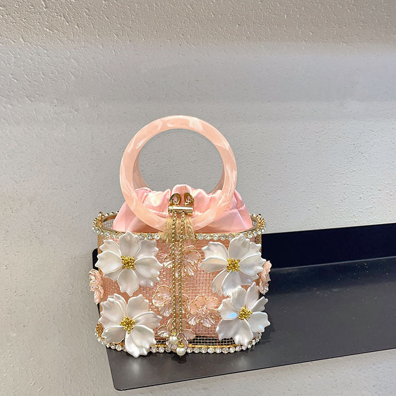 Cage Handmade Hollow Shiny Rhinestone Chain Handbags