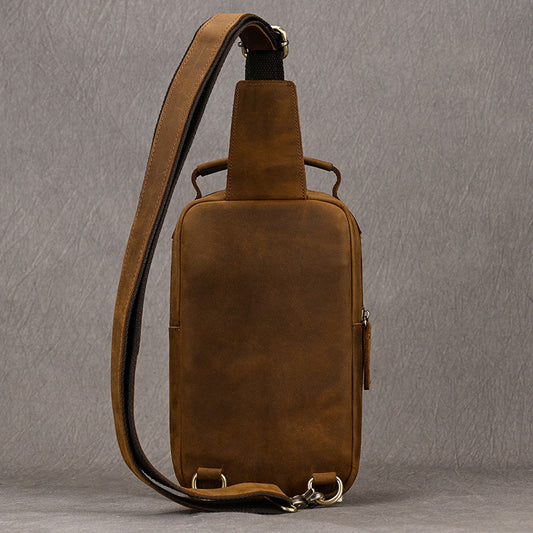 Crazy Horse Leather First Layer Cowhide Men's Chest Bags