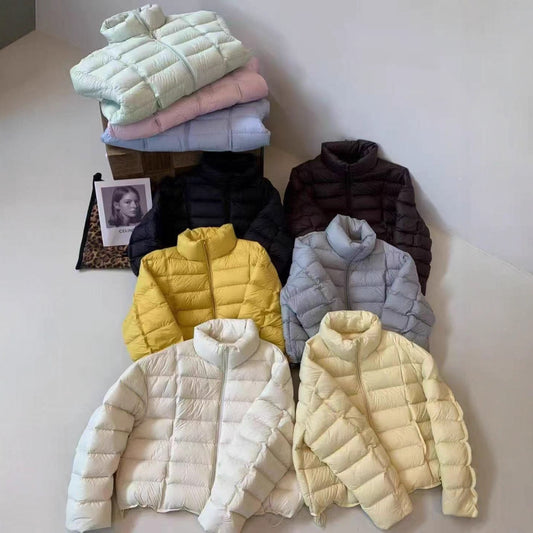 Women's Rib Temperament White Duck Down Light Jackets