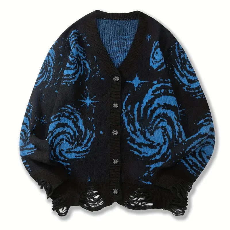 Women's & Men's & Retro Vortex Line Jacquard Loose Sweaters