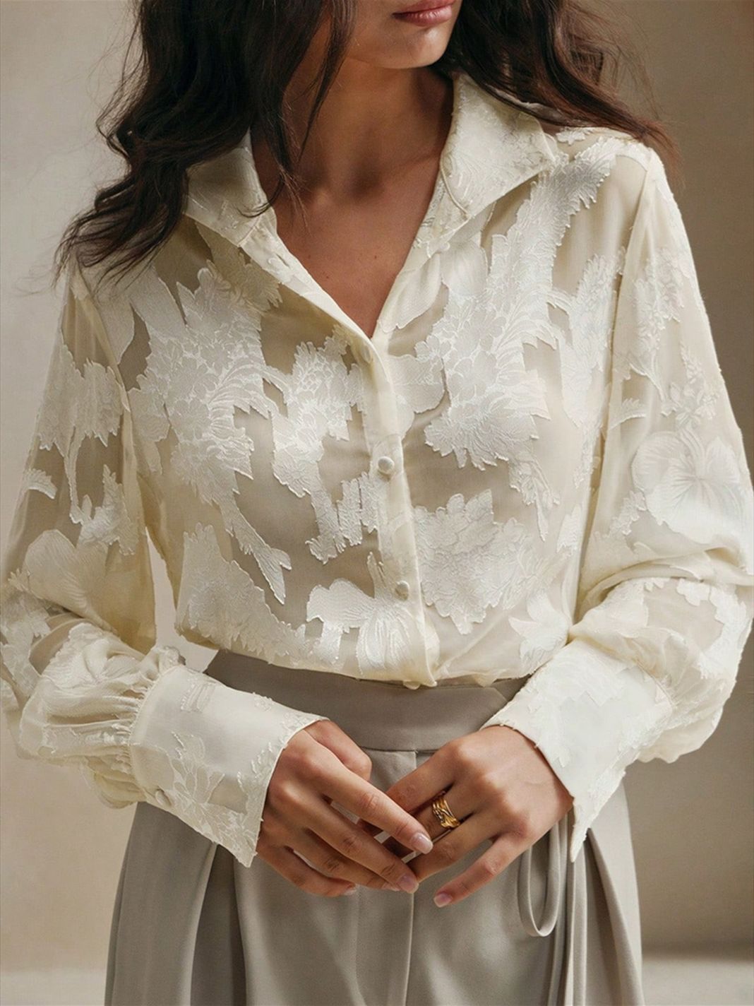 Women's Casual Style Exquisite Jacquard Turtleneck Shirt Blouses