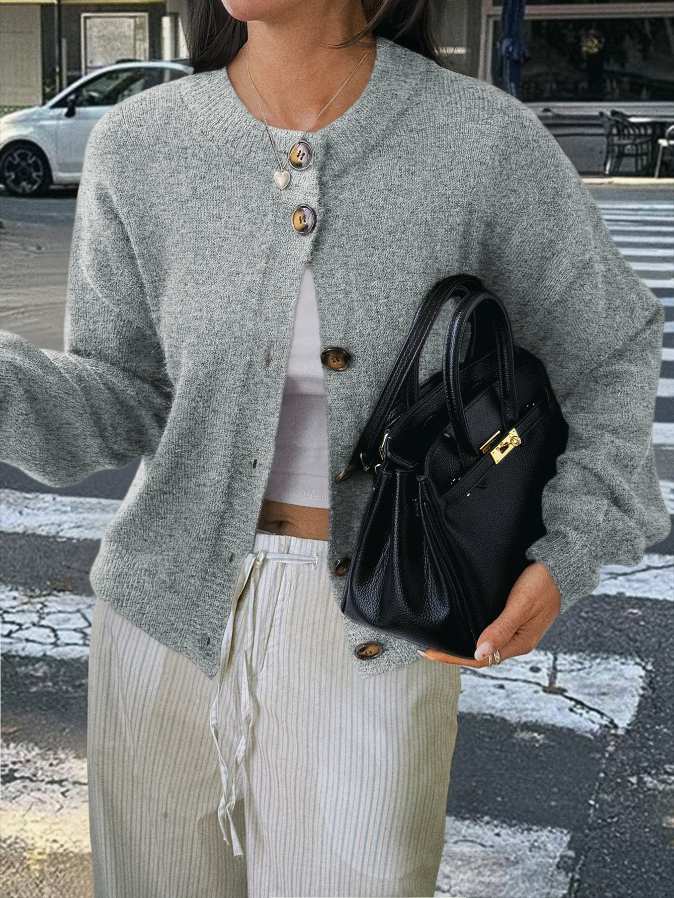 Women's Casual Simple Buttons Long Sleeve Sweaters