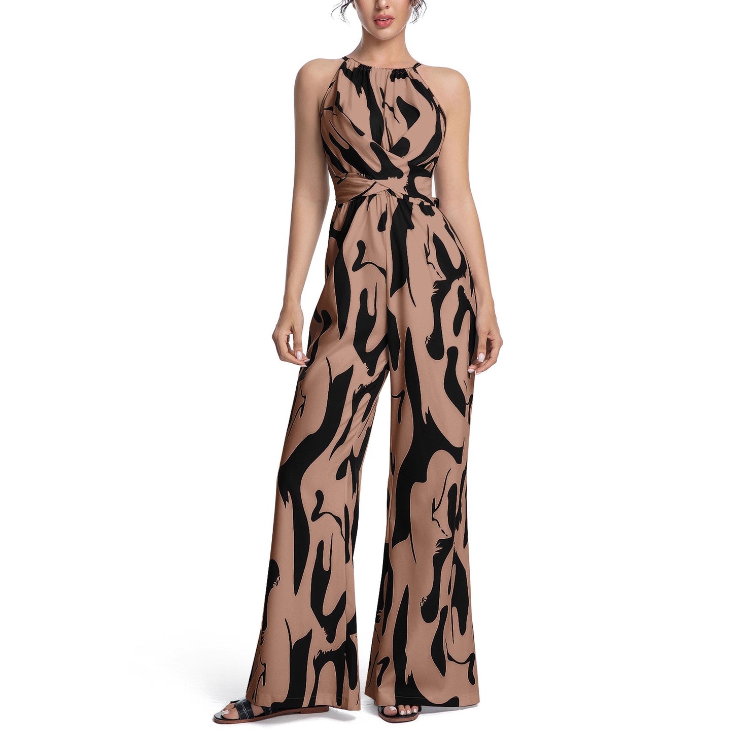 Summer Fashion Slimming Zebra Print Halter Women's Jumpsuit/clothing