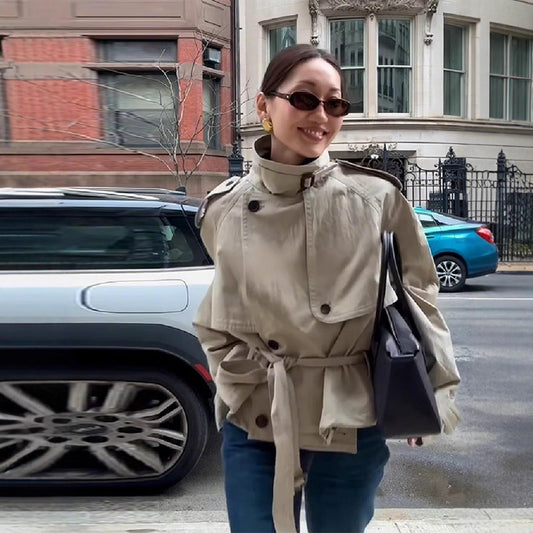 Female British Style Autumn Solid Color Coats
